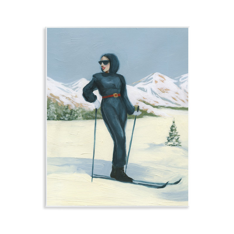 Élégante plaque murale femme de ski, design par Grace Popp