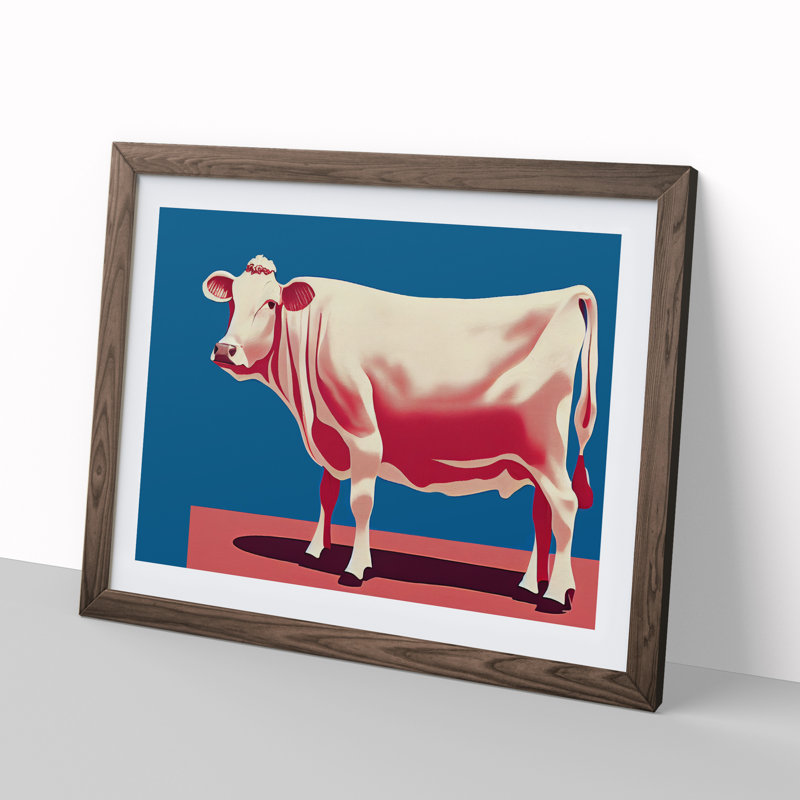 Exquisite Cow - Single Picture Frame Print, 34cm H x 46cm W x 2cm D, Walnut Framed
