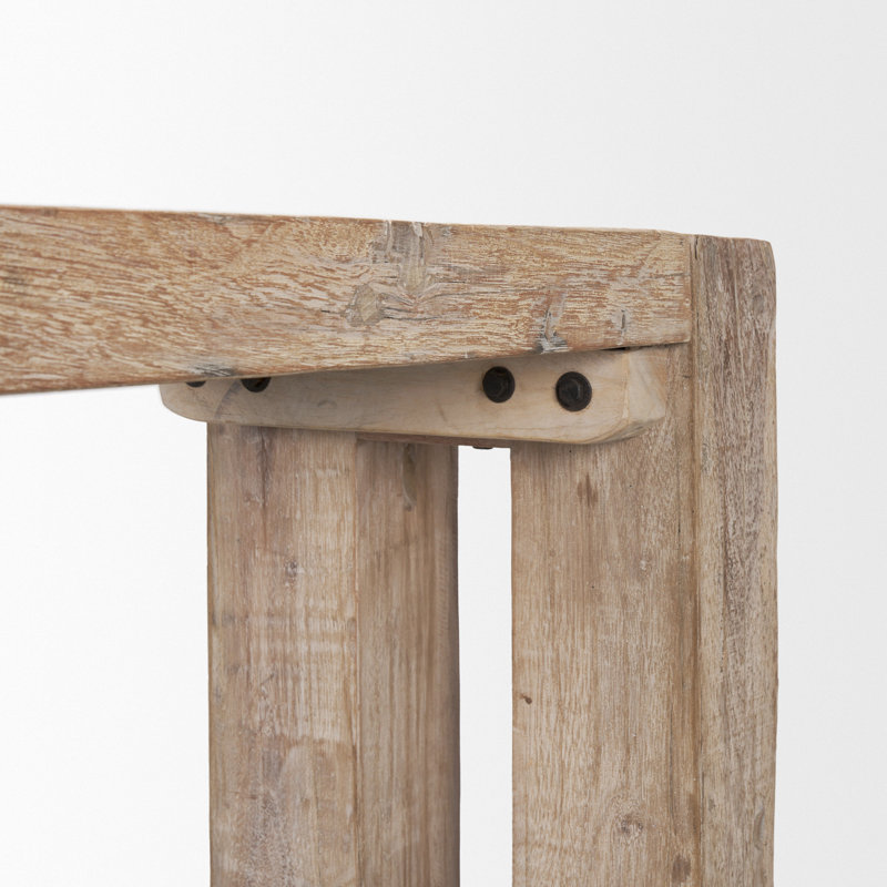 Landry Solid Reclaimed Wood Console Table with Whitewash Finish and Blush Undertones