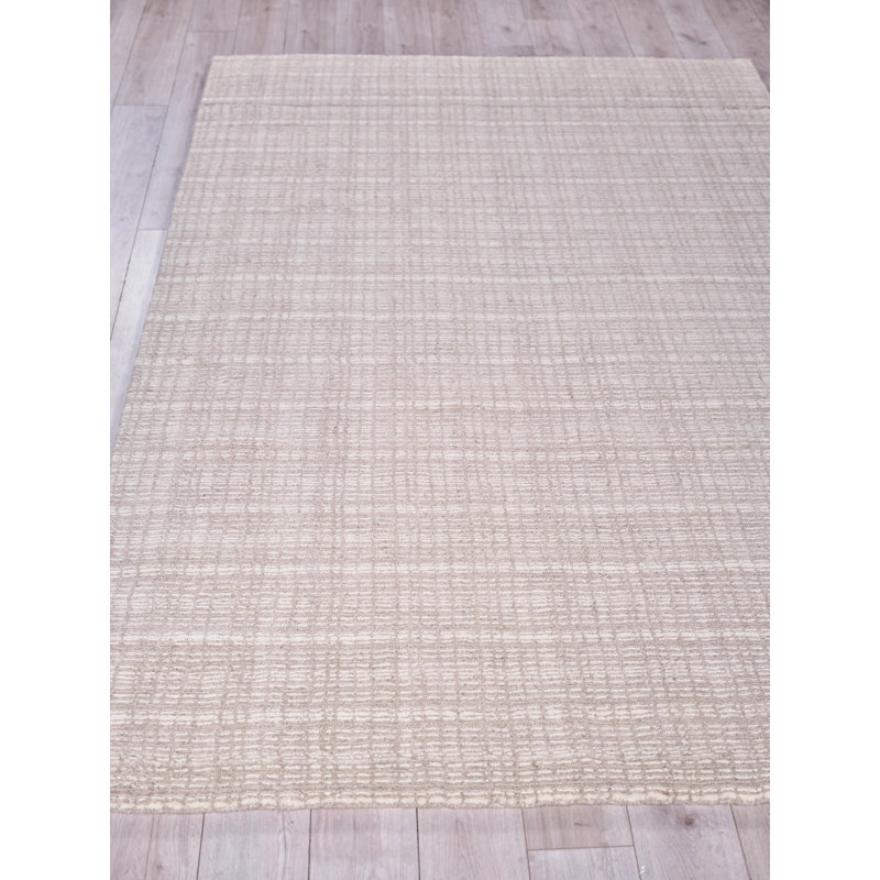 Exquisite Rugs Alpine Handmade Handloomed New Zealand Wool Light Beige/Ivory Area Rug, Rectangle 10' x 14'