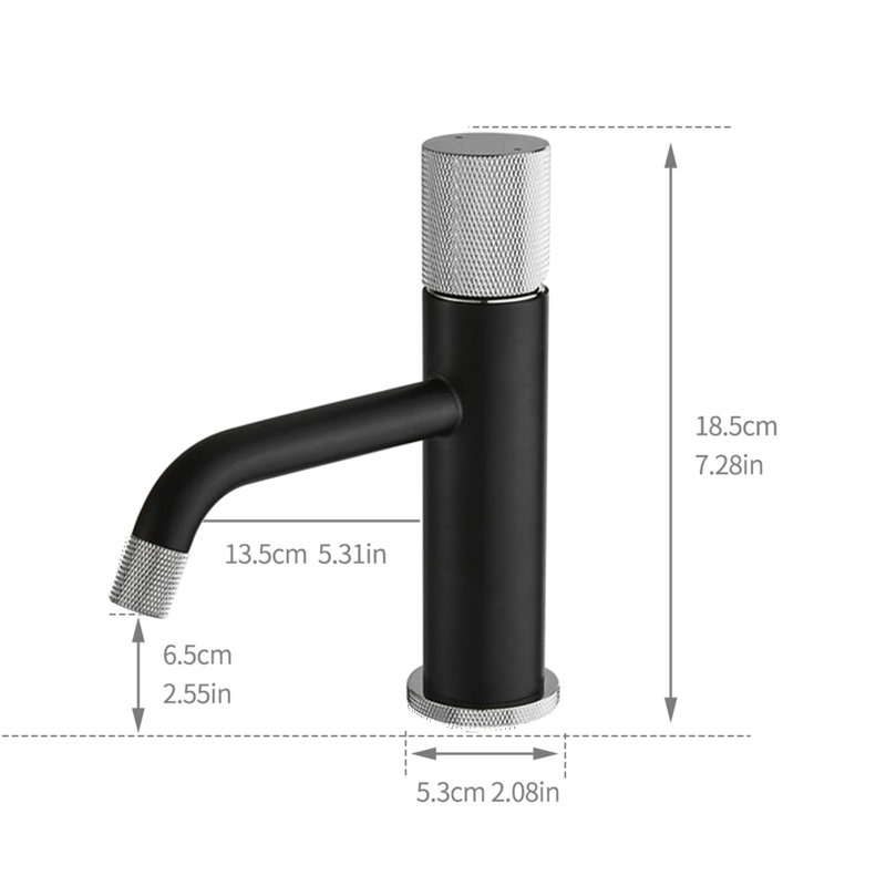 Single-Hole Single-handle Bathroom Faucet, Matte Black/Brushed Nickel