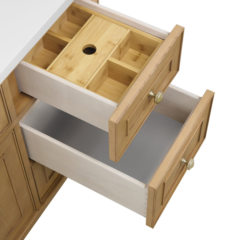 Lorelai 48'' W Single Vanity, Light Natural Oak, White Zeus Quartz, 8" Widespread