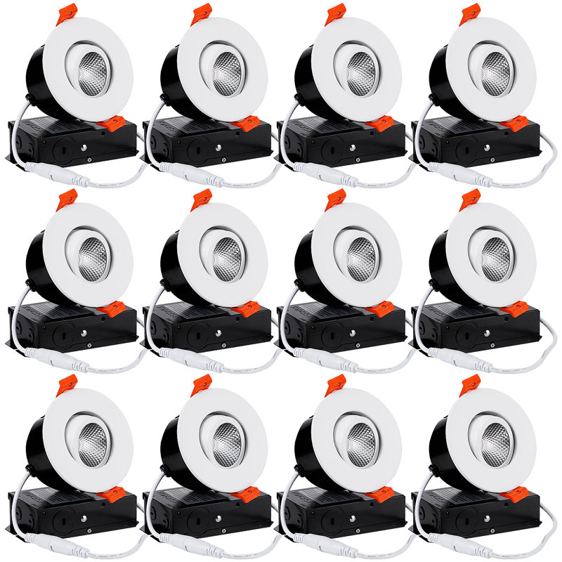 3" LED Gimbal Remodel Recessed Light Ceiling Downlight with J-Box 3000K Warm White