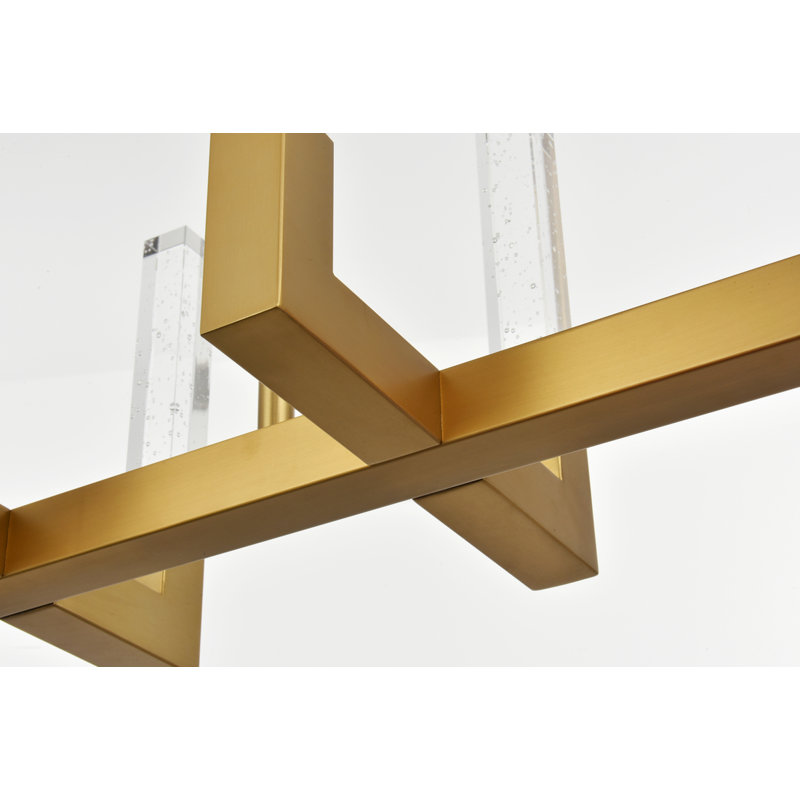 Luminaire suspendu réglable Hakken, Or satiné, H 50,5 po x l 42 po x P 12 po, 8 Lights