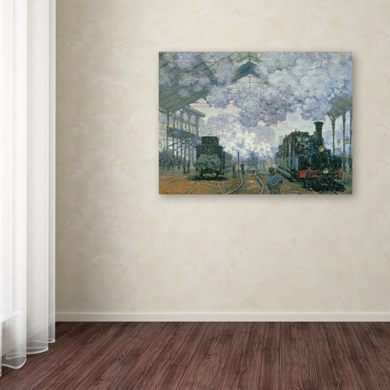 Reproduction sur toile de la gare Saint-Lazare par Claude Monet, H 35 po x l 47 po x P 2 po