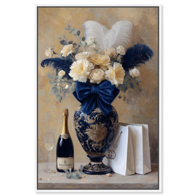 "Blue Floral Feathers", impression sur toile par Art Remedy