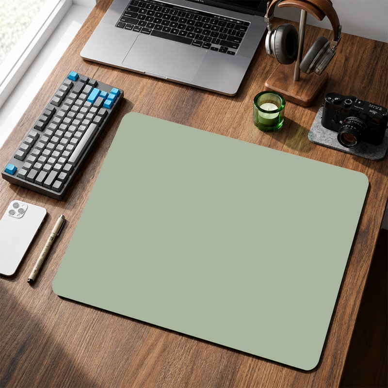  Tapis de souris en caoutchouc, surface en microfibre lisse, base antidérapante, tapis de souris décoratif à bord arrondi pour le bureau et les jeux, 12 po x 8 po, art vert sauge uni