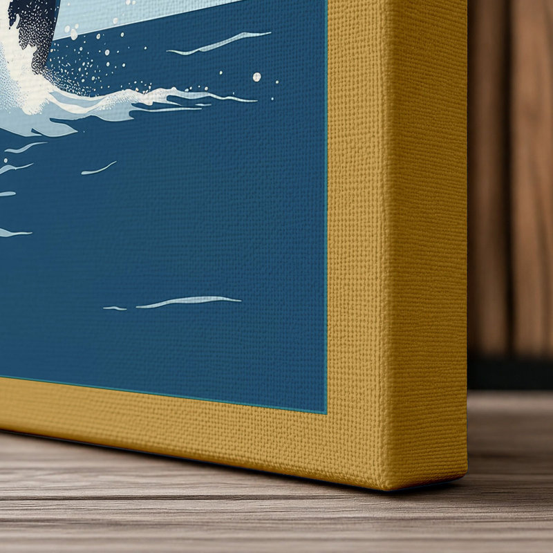 Breaching Whale Coastal - Wrapped Canvas, 30x20 - 76.2 x 50.8 cm, Ochre Border