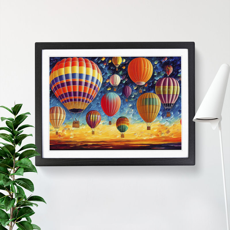 Colourful Hot Air Balloons Vol.2 - Print, Black Framed, 46cm H x 64cm W x 2cm D