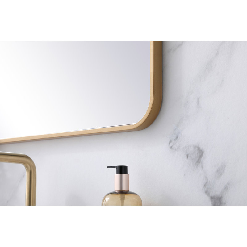 Sabine Metal Rounded Rectangle Wall Mirror, 32" x 24", Brass