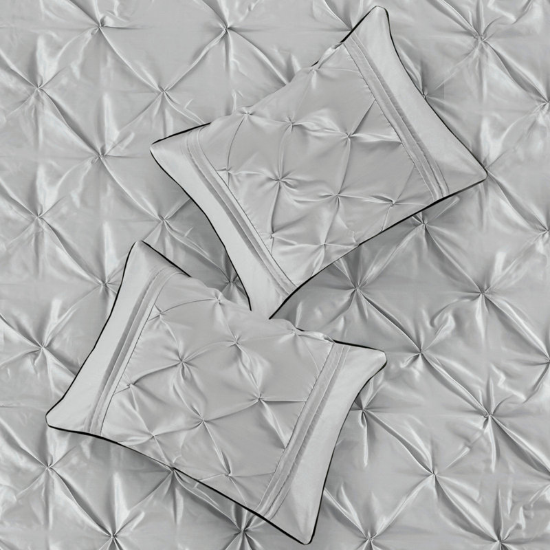 7 Piece Tufted Comforter Set Grey