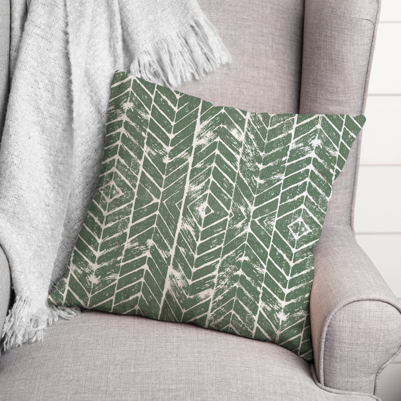 Housse de coussin d'extérieur carré texturé à chevrons 11, 16 po x 16 po, Vert