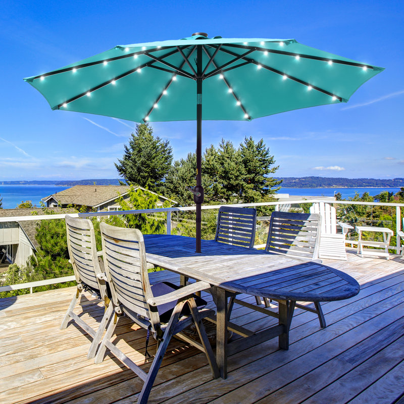 Parasol de marché éclairé 108 po Donza, Bleu lac