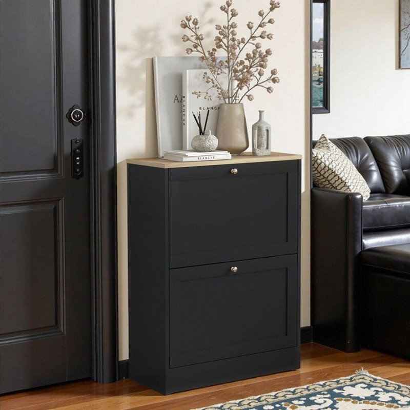 Armoire à chaussures Rosala, Noir