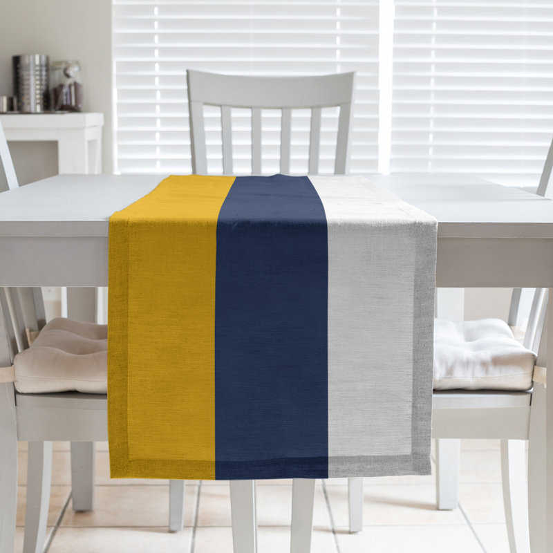 Chemin de table Seattle, 90 po x 16 po, Or / bleu marine / blanc, Atlanta