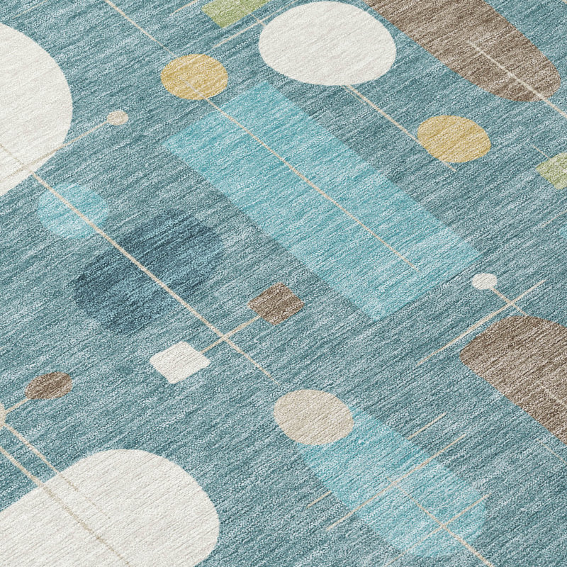 Machine Washable Indoor/Outdoor Jourdan ACN2393 Mid-Century Modern Rug, Rectangle 1'8" x 2'6"