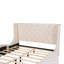 Grand lit avec tête de lit tapissier en velours, 1 grand tiroir de rangement et 2 tabourets latéraux (rangement beige beige, tiroir, tête de lit à oreilles et-28922447
