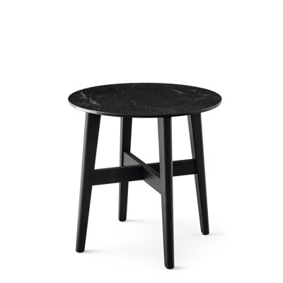 Abrey Round End Table with Wooden Base