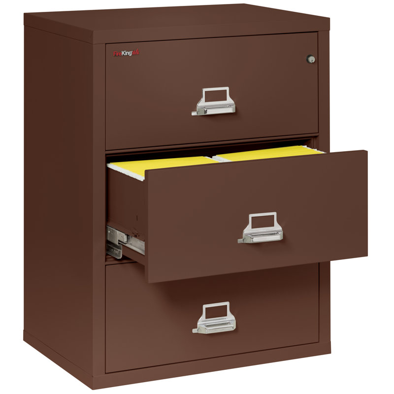Fireproof 3 - Drawer File Cabinet, Brown, Key Lock