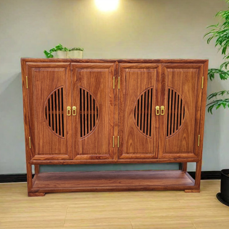 New Chinese Style Rosewood Shoe Cabinet 18 Pair Solid Wood Shoe Storage Cabinet