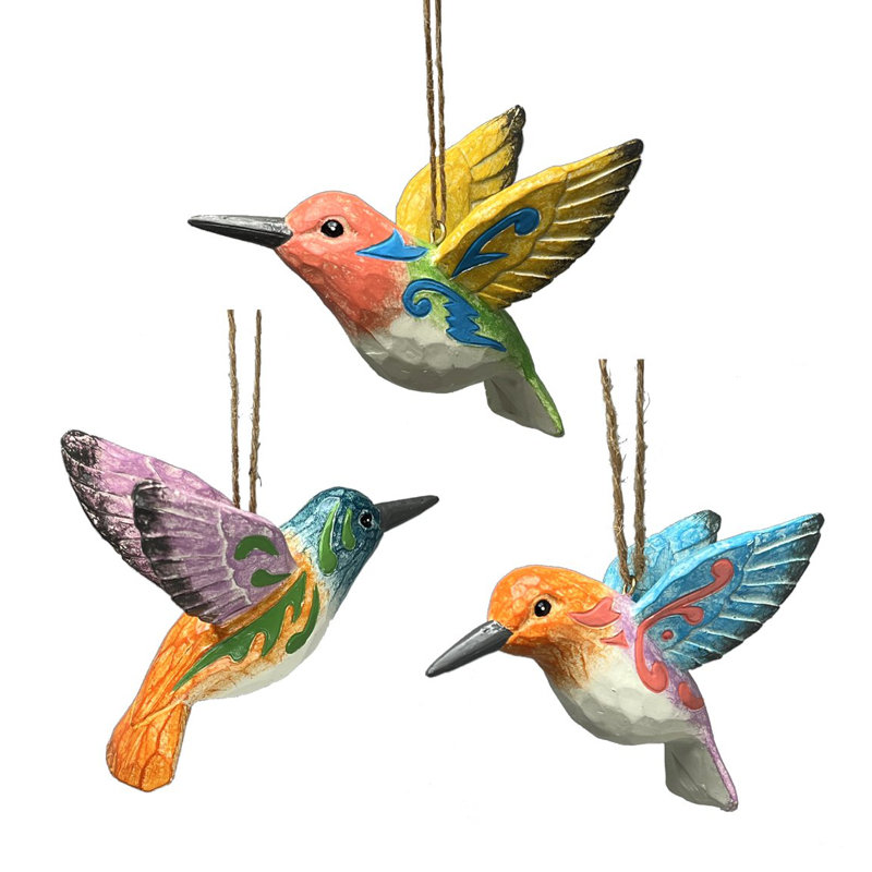 Ensemble de 3 décorations colorées de colibris