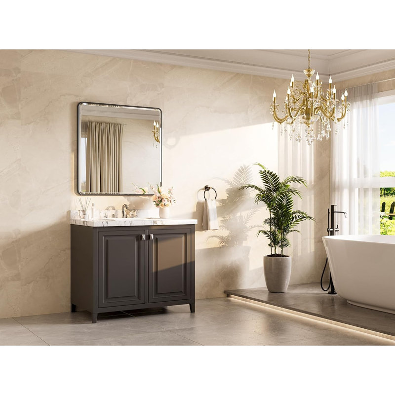 Miroir de salle de bain noir pour salle de bain 36 x 36