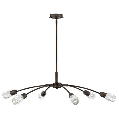 Lustre à un étage à six lumières avec abat-jour en cristal transparent Atera