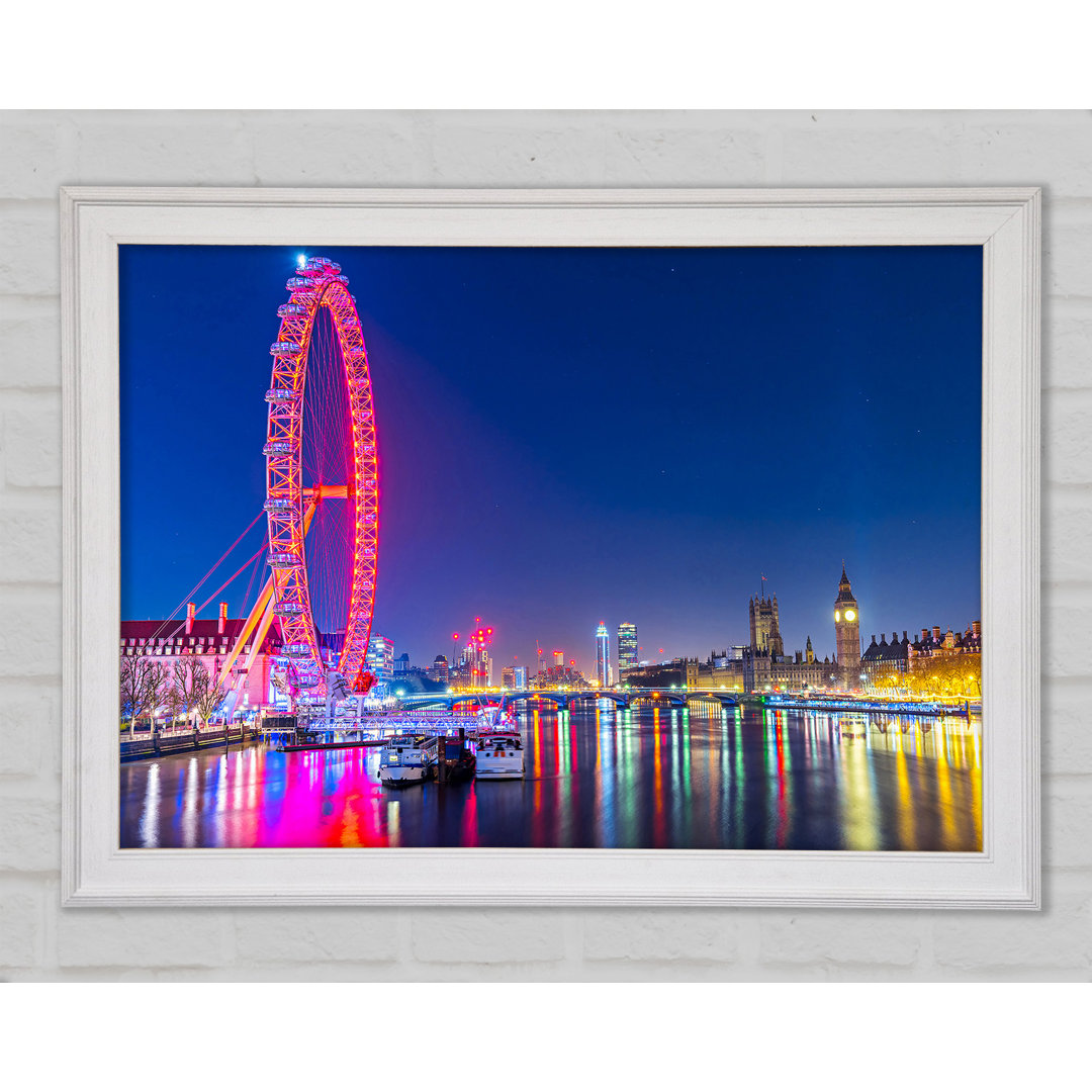 London Eye Regenbogen Themse bei Nacht - Druck