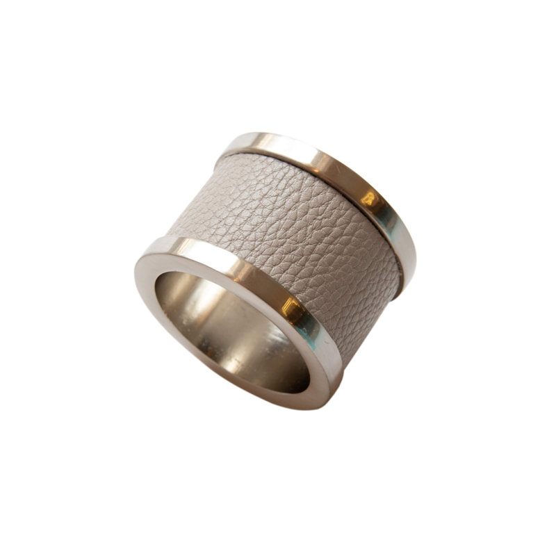 Zinc & Leather Napkin Rings, Gray