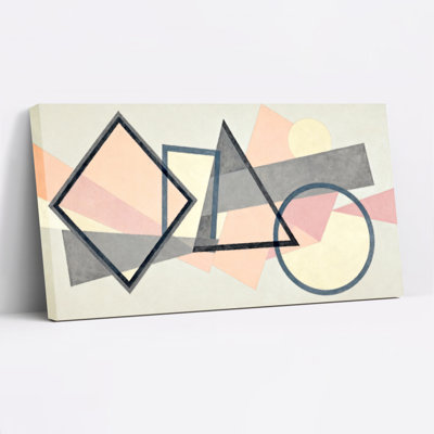 Abstract Geometric Shapes Canvas Wrapped Wall Art Oil Painting Print Set Of 1