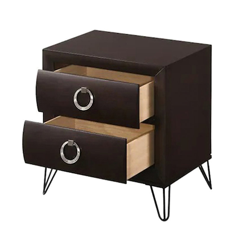 Table de chevet foncé 2 pour chambre à coucher - Solution de rangement polyvalente avec fonctionnalité, style, praticité et élégance