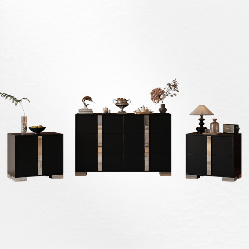 3-Piece Bedroom Set, Black