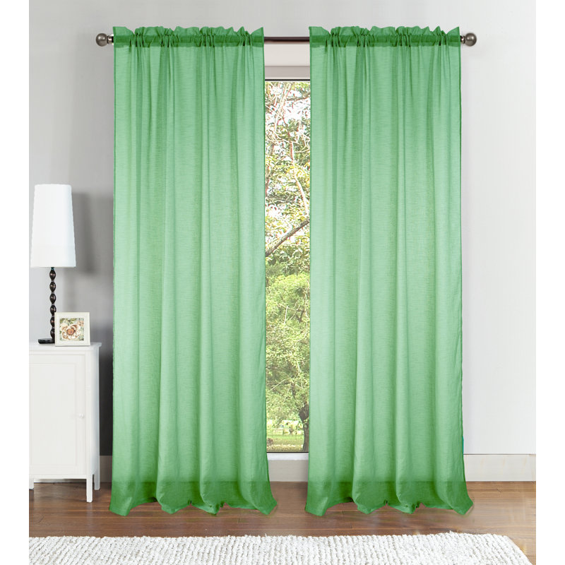 Landrienne Sheer Curtain Single Panel, Green