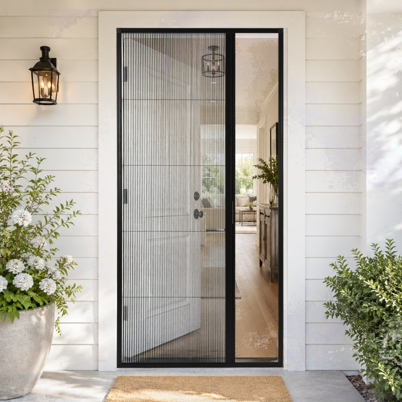 Porte moustiquaire pliable rétractable l 32-36 "x H 80" S3.0, Noir