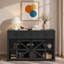 Buffet avec porte de grange coulissante, 3 tiroirs, tablettes réglables, grillage métallique et poignées en aluminium-1177985734