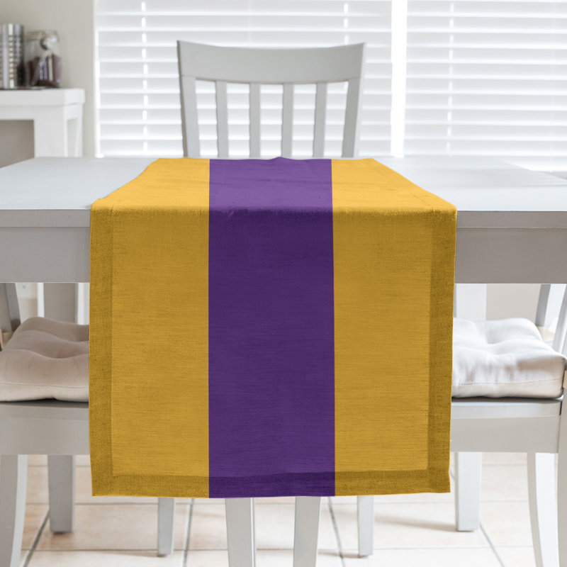 Los Angeles LA Basketball Table Runner, 90" L x 16" W, Gold/Purple/Gold, Cotton Twill
