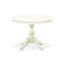 Ensemble de table de salle à manger 5 pièces comprenant une table de cuisine ronde avec piédestal et 4 chaises de salle à manger Parsons en tissu Shitake, lin blanc-123027331-123027328-106914398