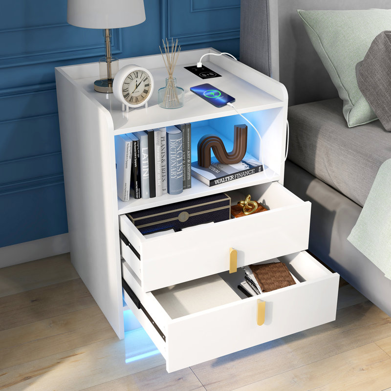18'' W Solid Wood Nightstand, White