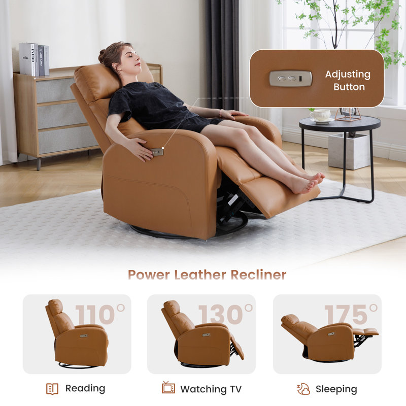 Agatho 30.3''Power Swivel Rocker Recliner Chair, Yellow