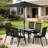 Modern Patio Conversation Set with Flexible Tilt Umbrella-1197474360