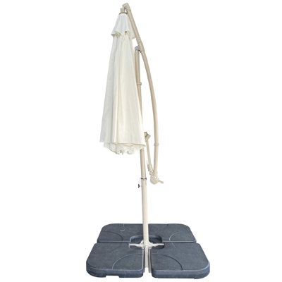 Parasol de patio avec conception de banane unique, construction, auvent, installation facile pour les pique-niques et les terrasses de piscine Parasol de marché extérieur, beige, décalé de 10 pi, cadre en aluminium, protection solaire à rotations mul