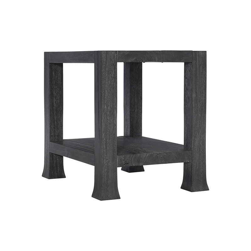 Transitional Berkely Black Rectangular End Table in Carbonized Suar Wood
