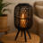 Lantern, Glass Insert with Black Bamboo Lattice Tripod Frame, 24 Inch