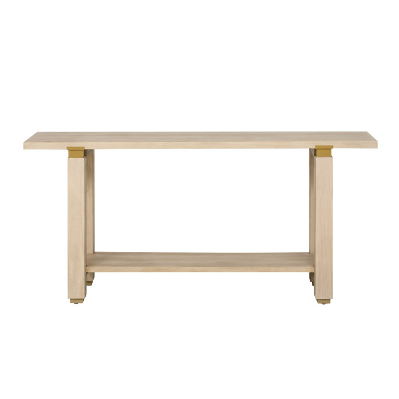 U_Style 62.9" Modern Minimalist Console Table, Solid Wood Entryway Sofa Table With Metal Accents, Built-In Shelf, For Living Room, Hallway (3 Colors: Black, Gray, Natural)