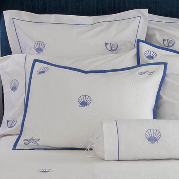 Housse de coussin en coton Diamond Pique, Standard, Bleu