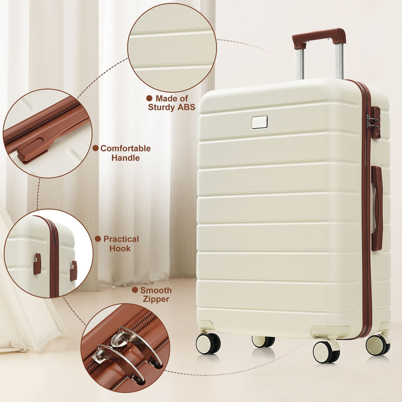 Ensemble de valises rigides 4 pièces avec serrure TSA, valises pivotantes 16/20/24/28 pouces, roulettes à 360 °, poignée réglable à 3 niveaux pour le voyage