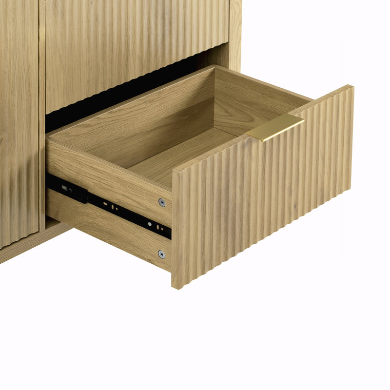 Storage Buffet Cabinet With Hooks, Natural
