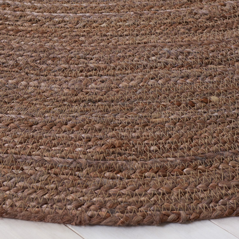 Lupica Natural Fiber Hand Woven Jute Solid Color Rug, Round 4'