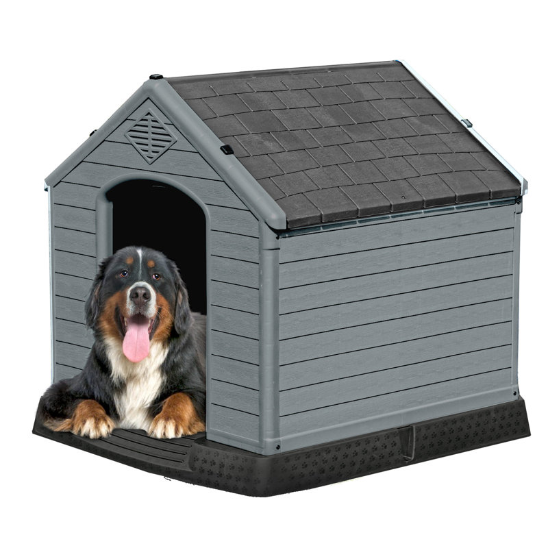 Niche pour chien en plastique Bruning, H 38,8 po x l 38 po x P 41,3 po, Noir/gris