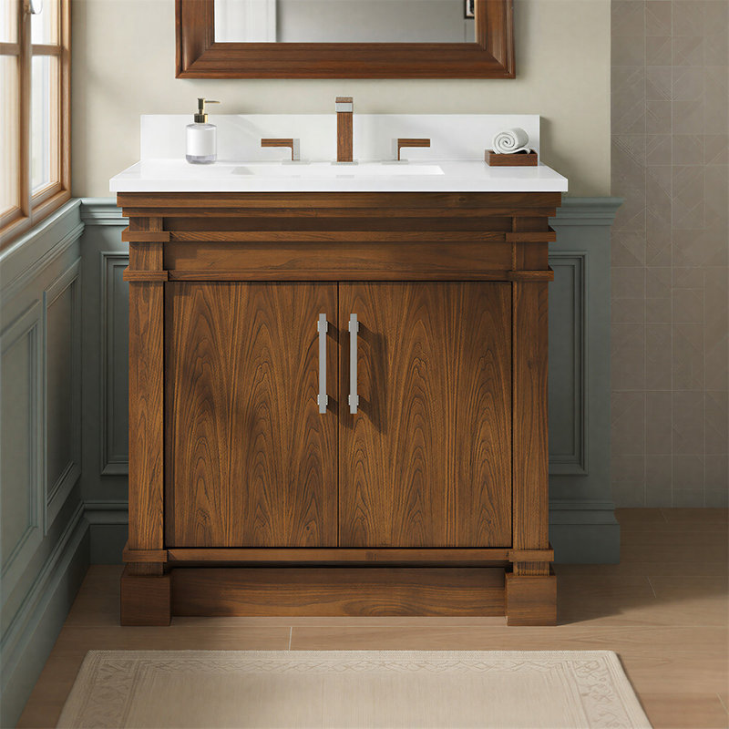 FLW Harmony 36 Wood Sink Vanity, Walnut, 36